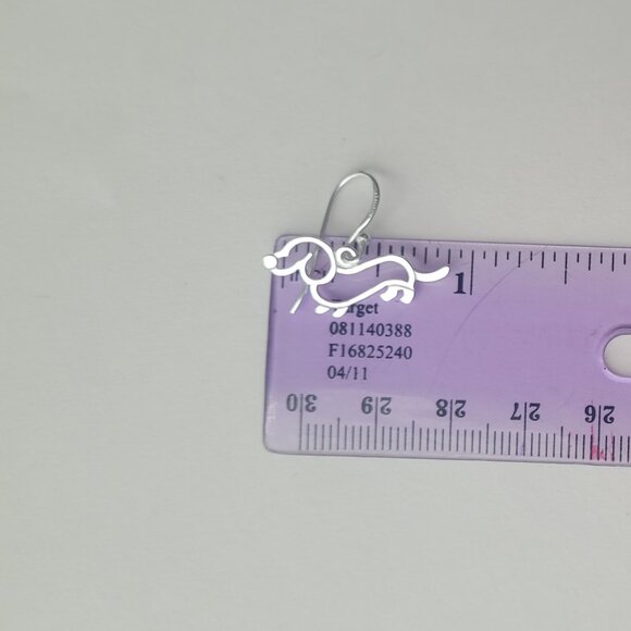 Sterling Dog Dangle Earrings Silver Doxie Dachshund Weenie Dog - Picture 7 of 9